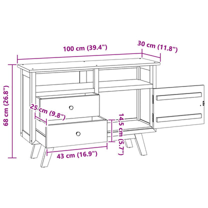 vidaXL Sideboard with Drawer Natural 100 x 30 x 68 cm Solid Teak Wood