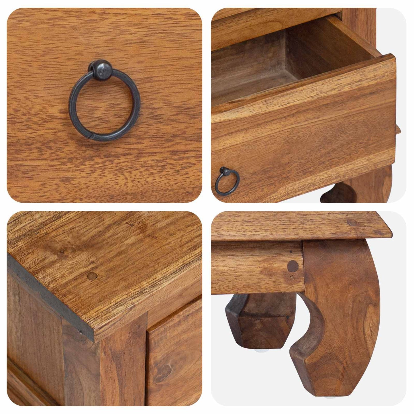 vidaXL TV Stand with Drawer Natural 110 x 35 x 40 cm Solid Teak Wood