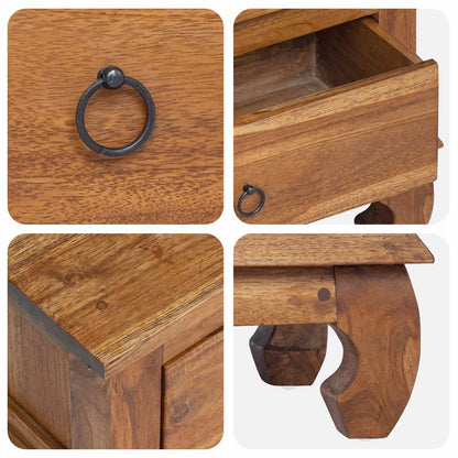 vidaXL TV Stand with Drawer Natural 110 x 35 x 40 cm Solid Teak Wood