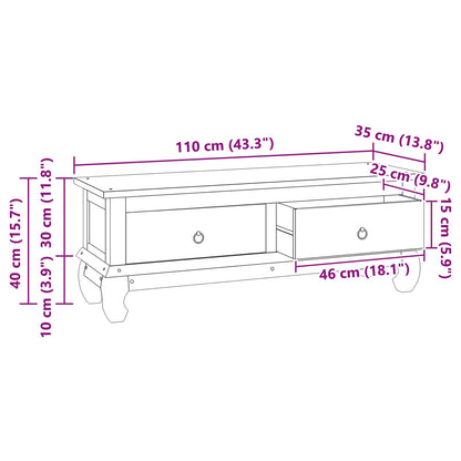 vidaXL TV Stand with Drawer Natural 110 x 35 x 40 cm Solid Teak Wood