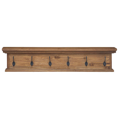 vidaXL Wall Mounted Coat Rack Natural 100 x 10 x 20 cm Solid Teak Wood