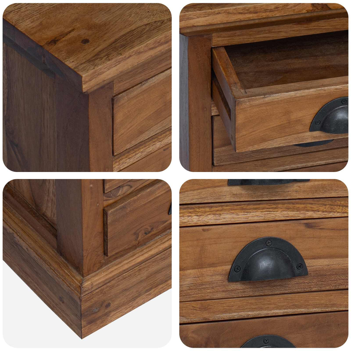 vidaXL Chest of Drawers Natural 35 x 30 x 60 cm Solid Teak Wood