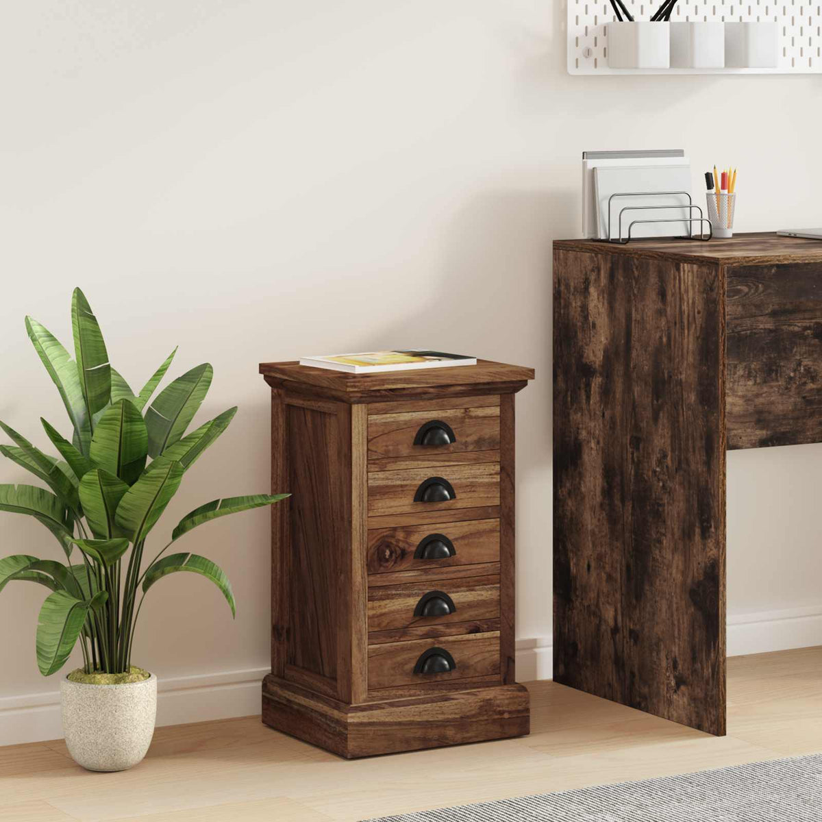 vidaXL Chest of Drawers Natural 35 x 30 x 60 cm Solid Teak Wood