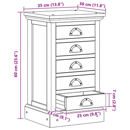 vidaXL Chest of Drawers Natural 35 x 30 x 60 cm Solid Teak Wood