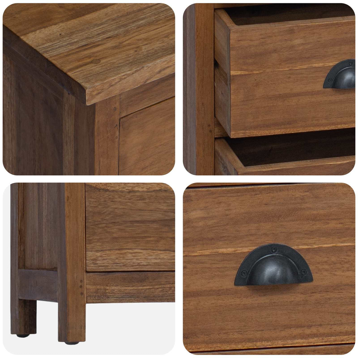 vidaXL Chest of Drawers Natural 45 x 35 x 110 cm Solid Teak Wood