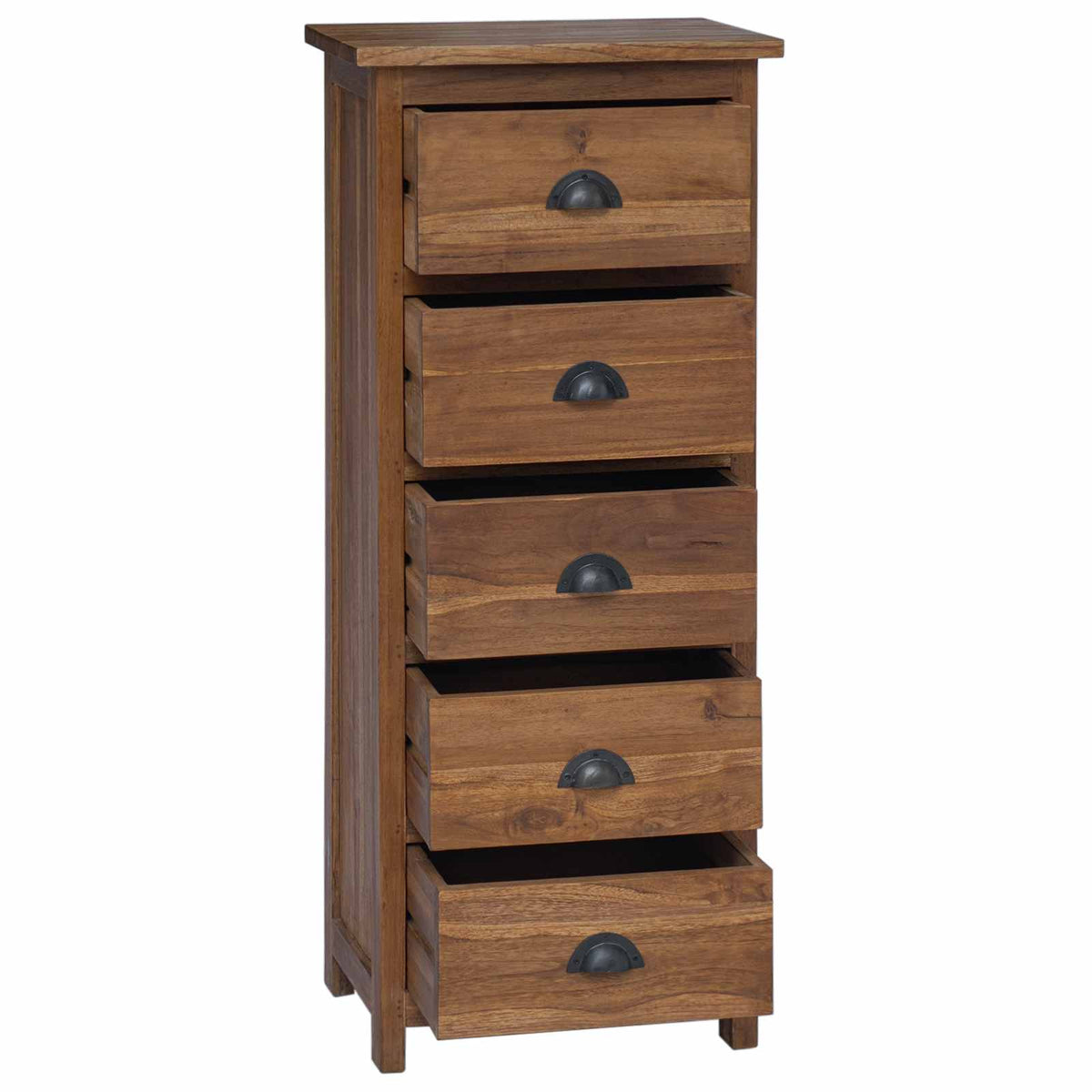 vidaXL Chest of Drawers Natural 45 x 35 x 110 cm Solid Teak Wood