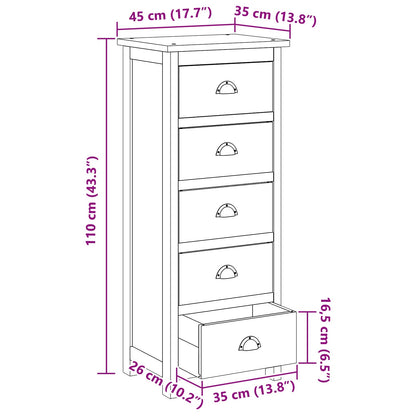 vidaXL Chest of Drawers Natural 45 x 35 x 110 cm Solid Teak Wood