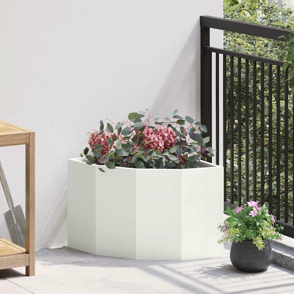 vidaXL Corner Planter White 45 x 45 x 35 cm Steel