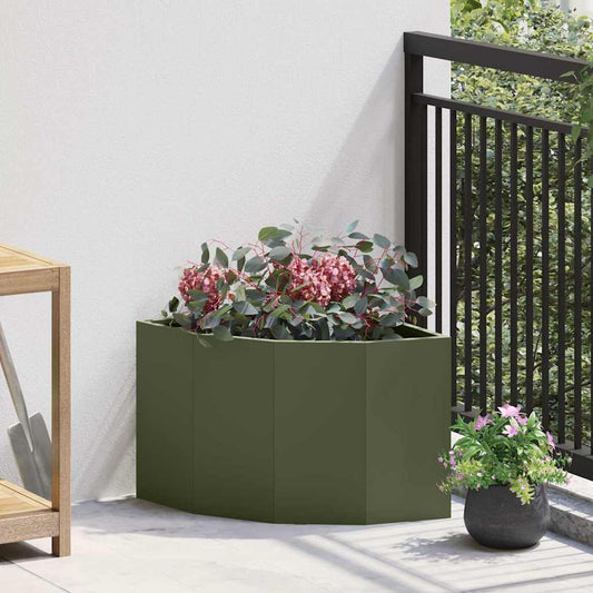 vidaXL Corner Planter Olive green 45 x 45 x 35 cm Steel