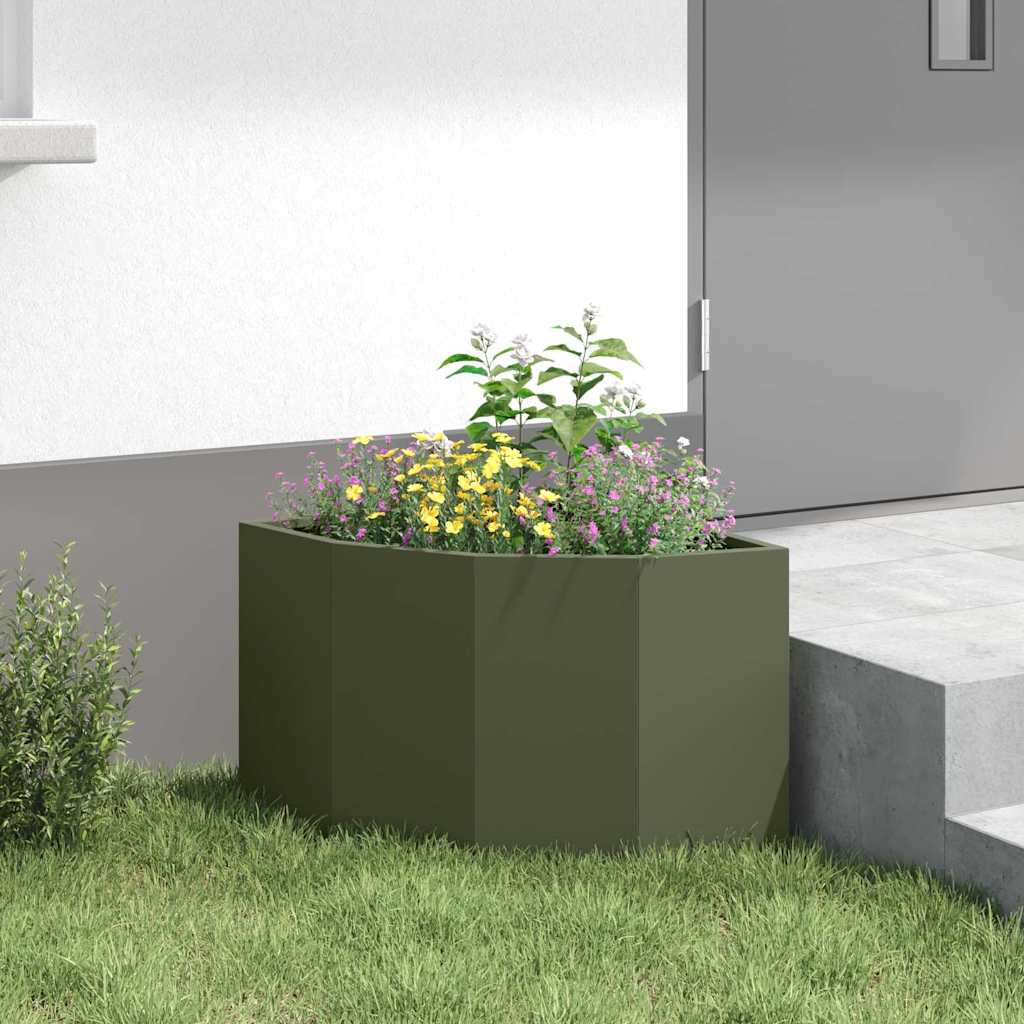 vidaXL Corner Planter Olive green 45 x 45 x 35 cm Steel