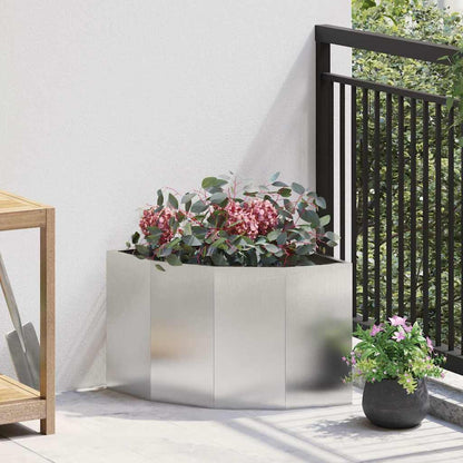 vidaXL Corner Planter Silver 45 x 45 x 35 cm Stainless steel