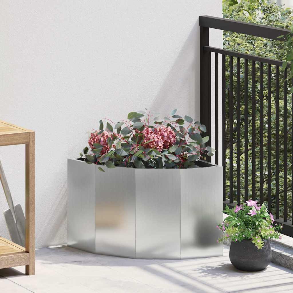vidaXL Corner Planter Silver 45 x 45 x 35 cm Galvanised steel