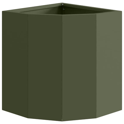 vidaXL Corner Planter Olive green 30 x 30 x 35 cm Steel