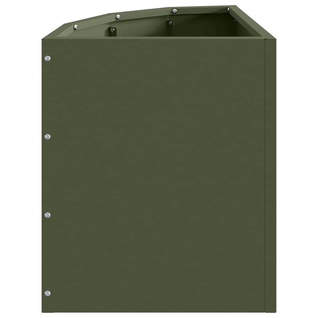 vidaXL Corner Planter Olive green 30 x 30 x 35 cm Steel
