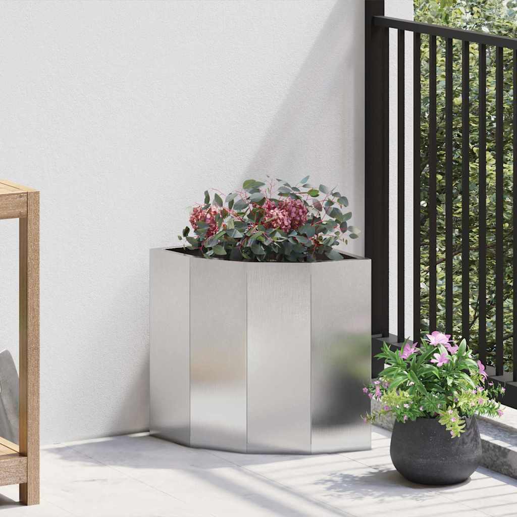 vidaXL Corner Planter Silver 30 x 30 x 35 cm Stainless steel