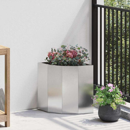 vidaXL Corner Planter Silver 30 x 30 x 35 cm Stainless steel