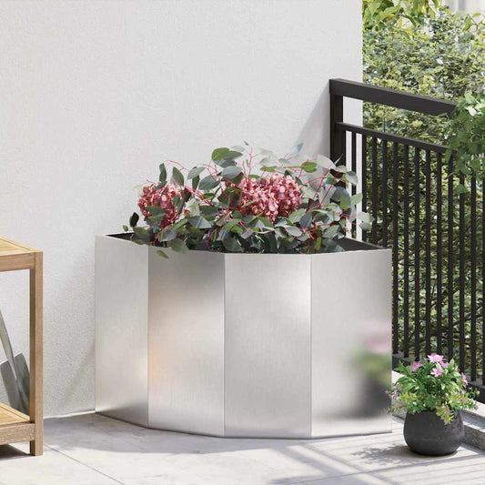 vidaXL Corner Planter Silver 60 x 60 x 50 cm Stainless steel