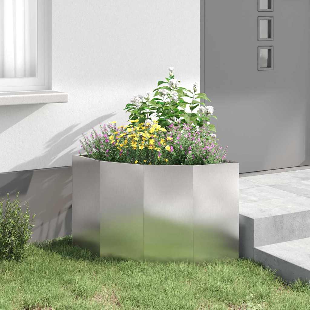 vidaXL Corner Planter Silver 60 x 60 x 50 cm Stainless steel