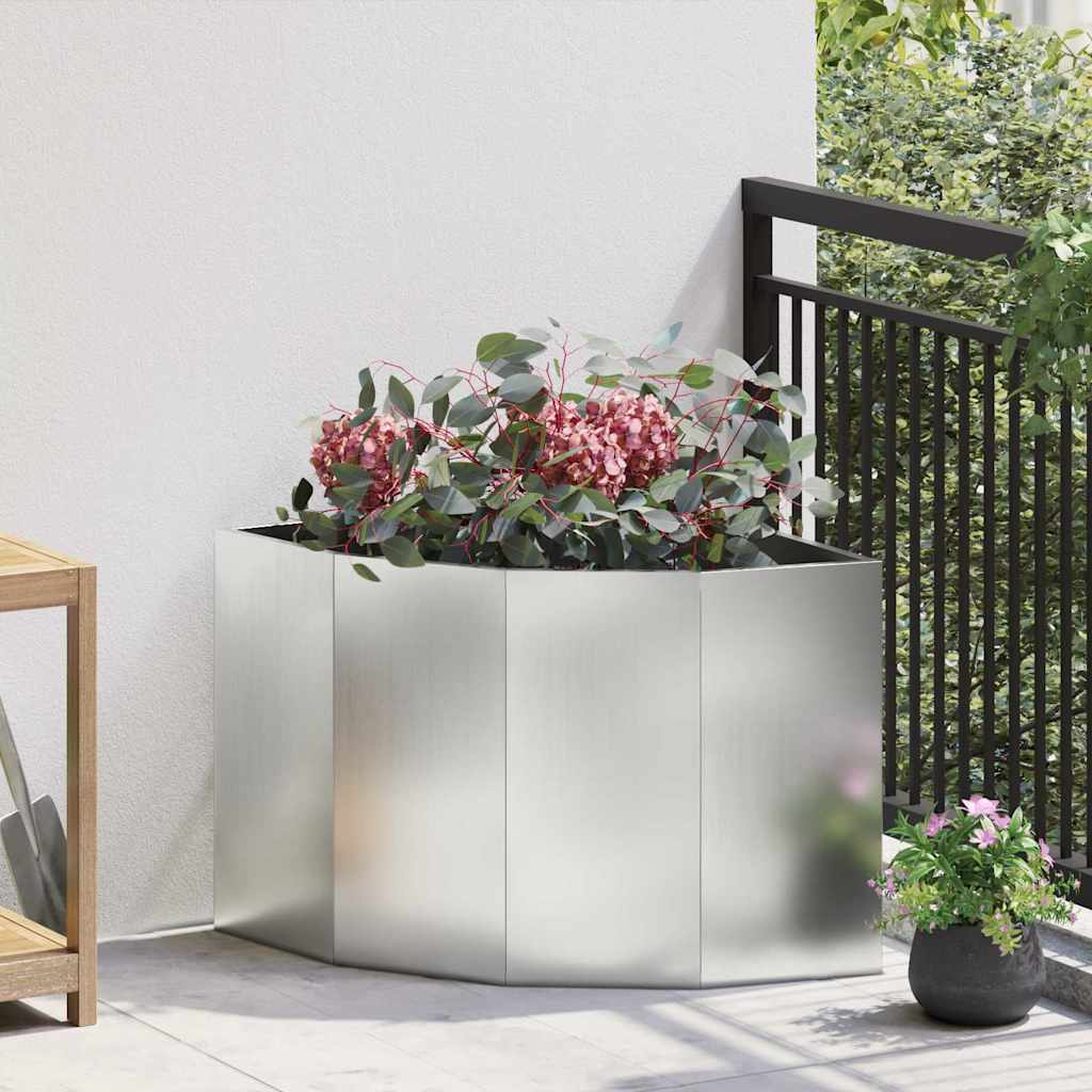 vidaXL Corner Planter Silver 60 x 60 x 50 cm Galvanised steel