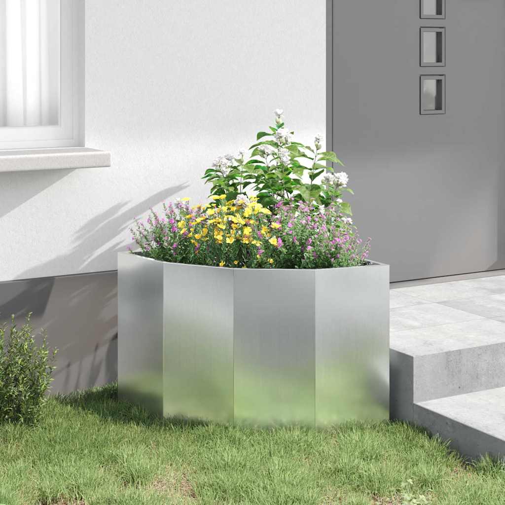 vidaXL Corner Planter Silver 60 x 60 x 50 cm Galvanised steel