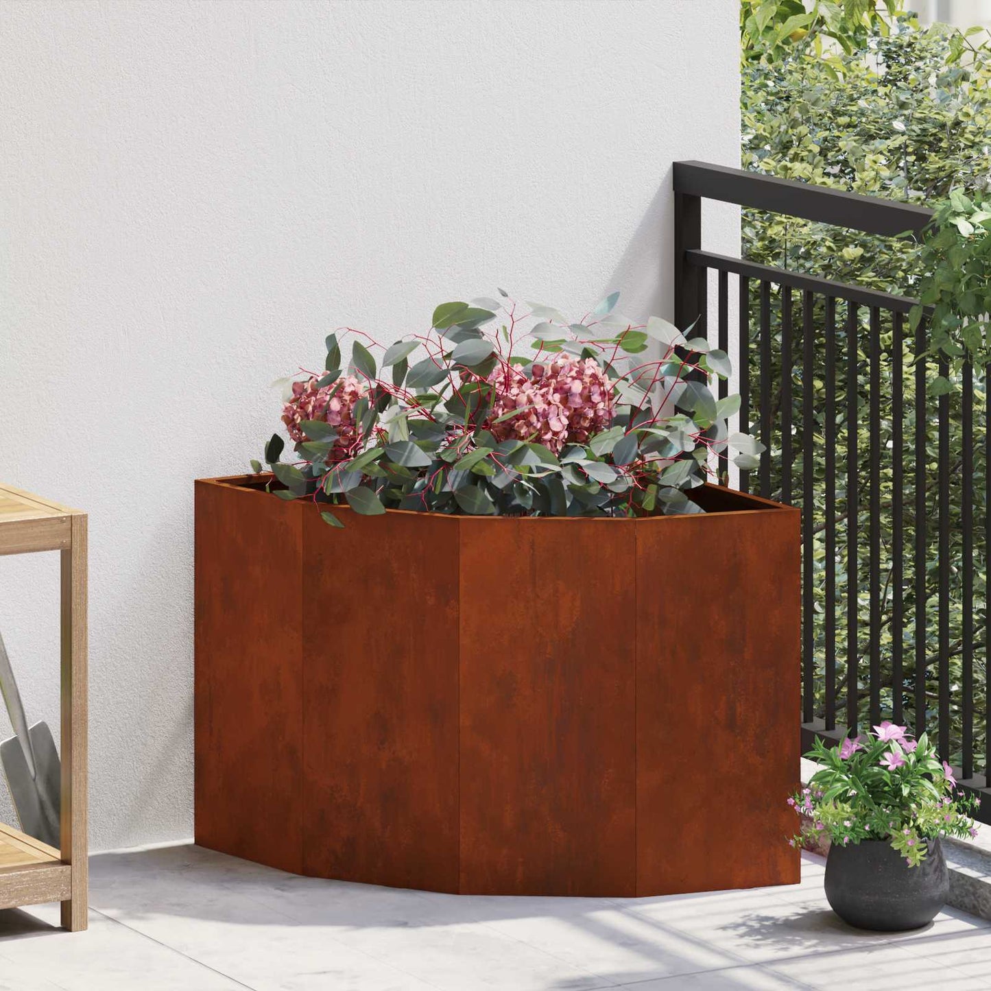 vidaXL Corner Planter Rusty 60 x 60 x 50 cm Weathering steel
