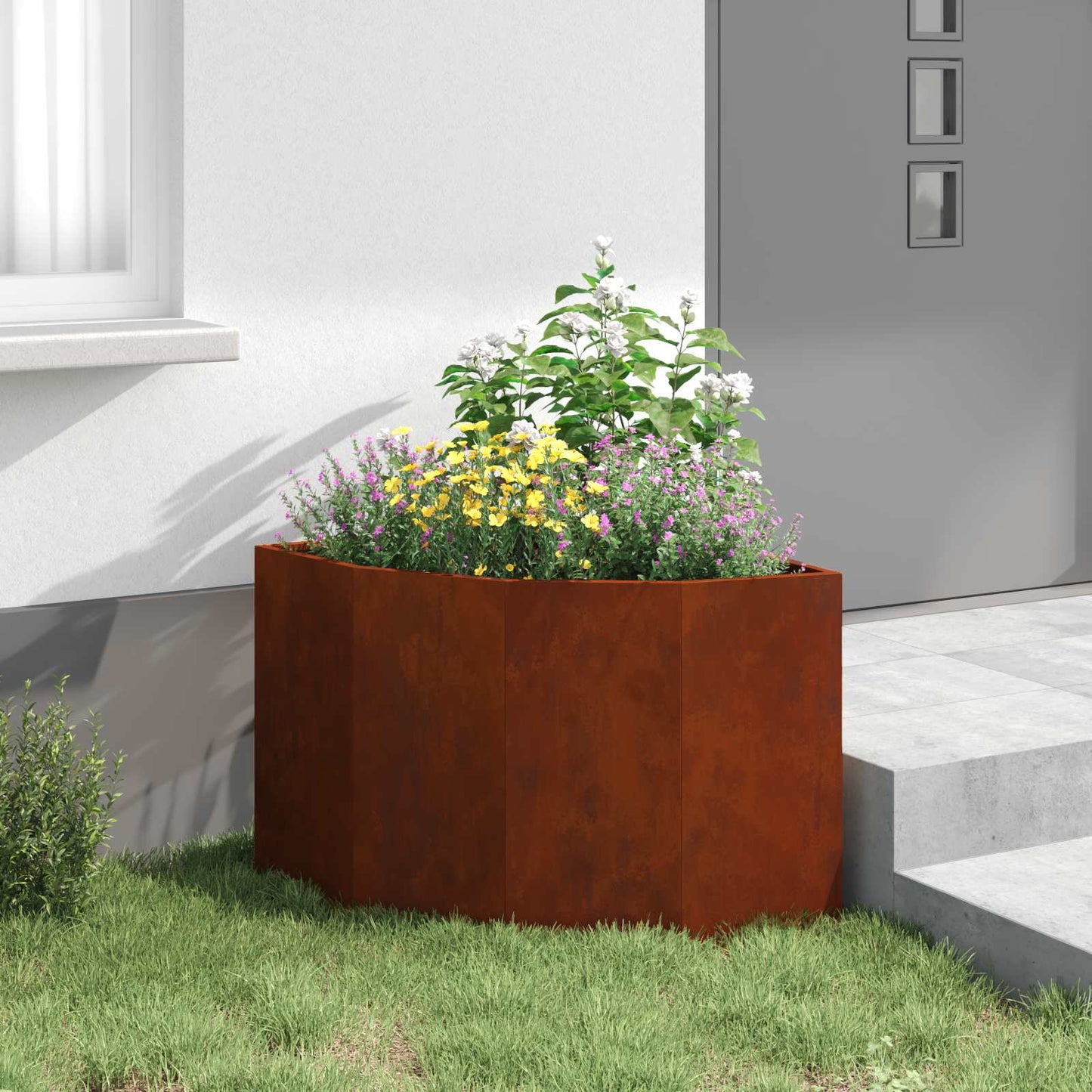 vidaXL Corner Planter Rusty 60 x 60 x 50 cm Weathering steel
