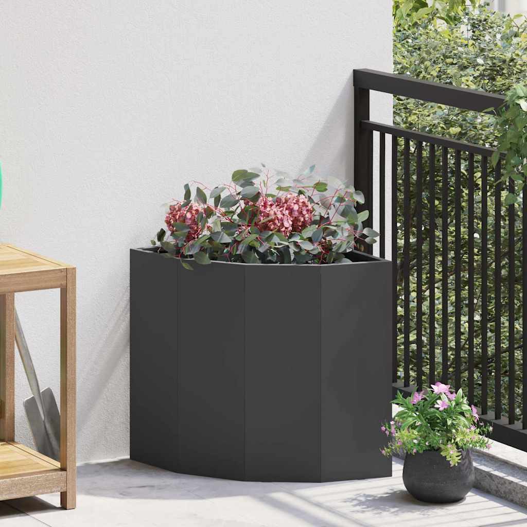 vidaXL Corner Planter Black 45 x 45 x 50 cm Steel