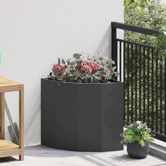 vidaXL Corner Planter Black 45 x 45 x 50 cm Steel