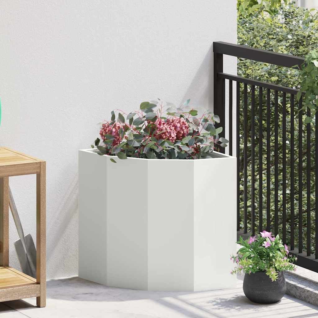 vidaXL Corner Planter White 45 x 45 x 50 cm Steel