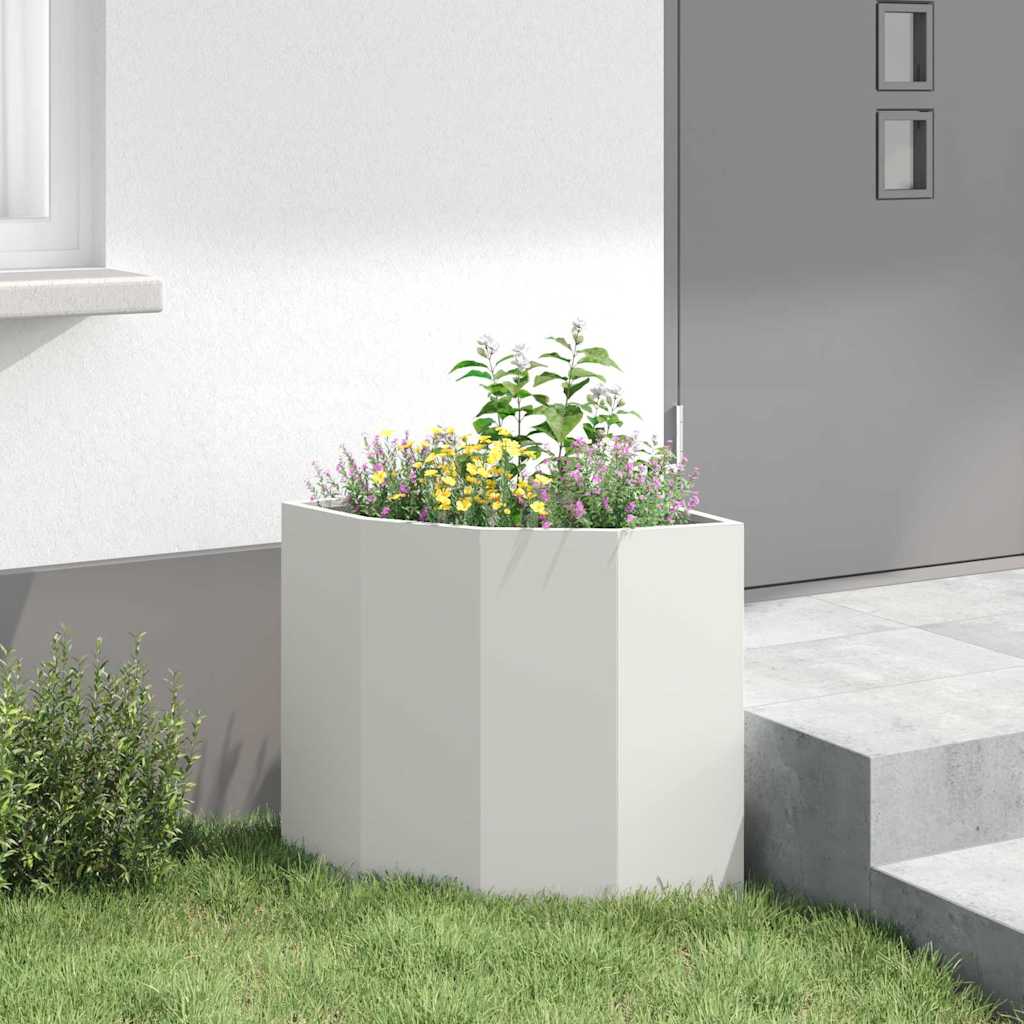 vidaXL Corner Planter White 45 x 45 x 50 cm Steel