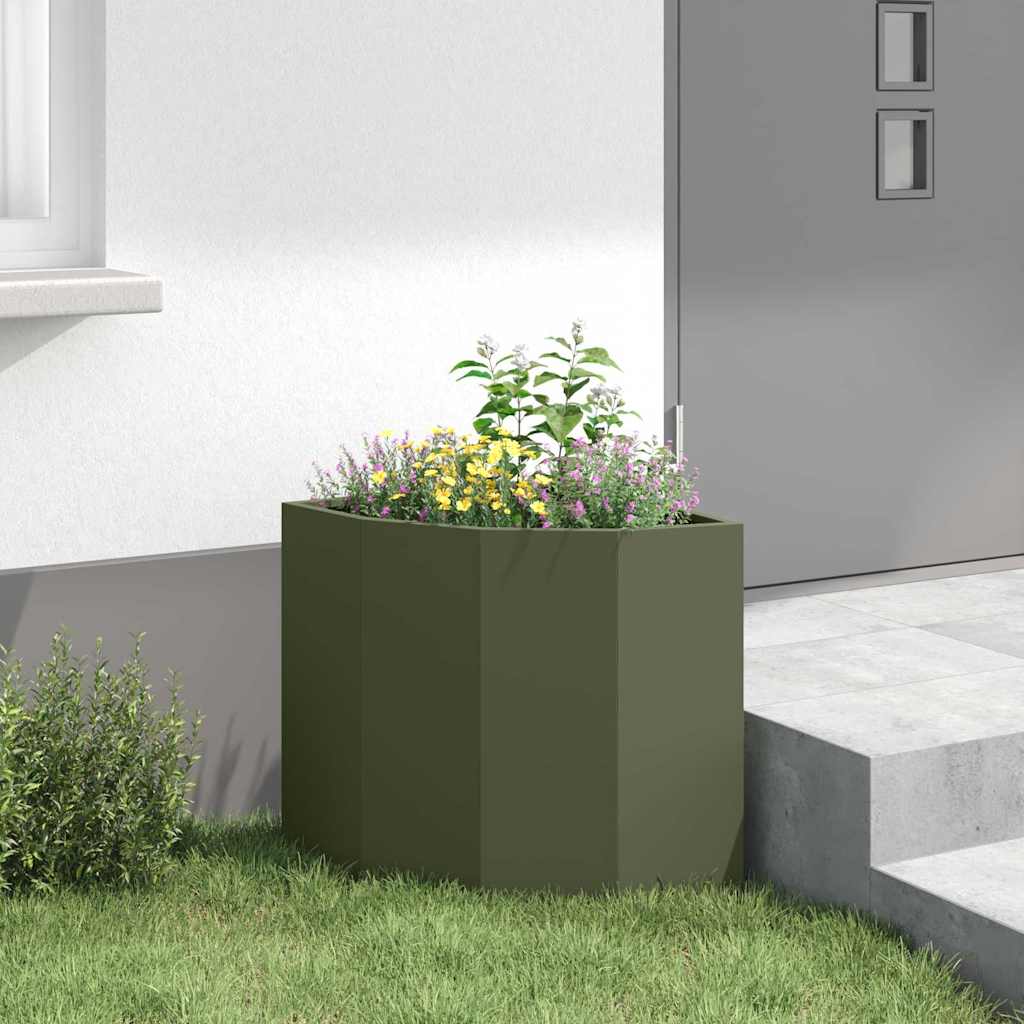 vidaXL Corner Planter Olive green 45 x 45 x 50 cm Steel