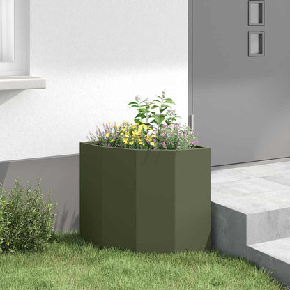 vidaXL Corner Planter Olive green 45 x 45 x 50 cm Steel
