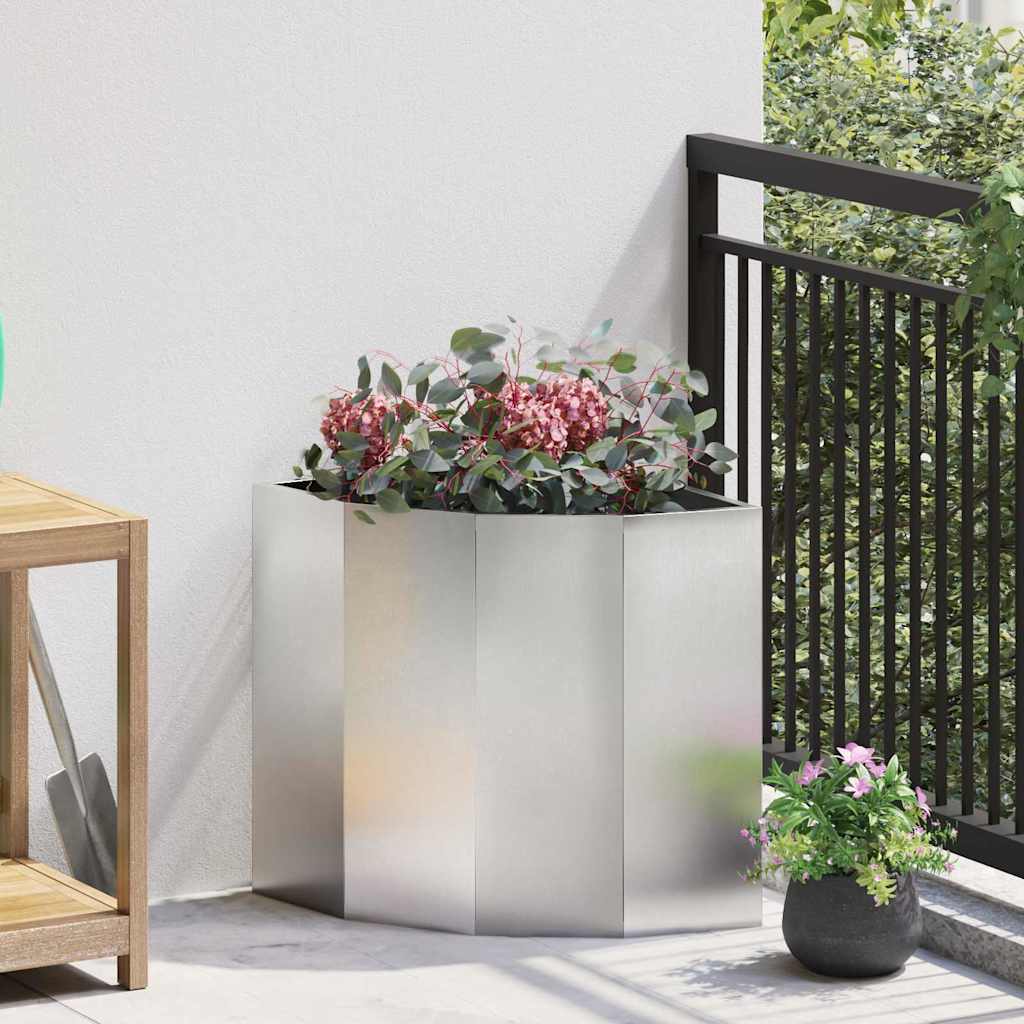 vidaXL Corner Planter Silver 45 x 45 x 50 cm Stainless steel