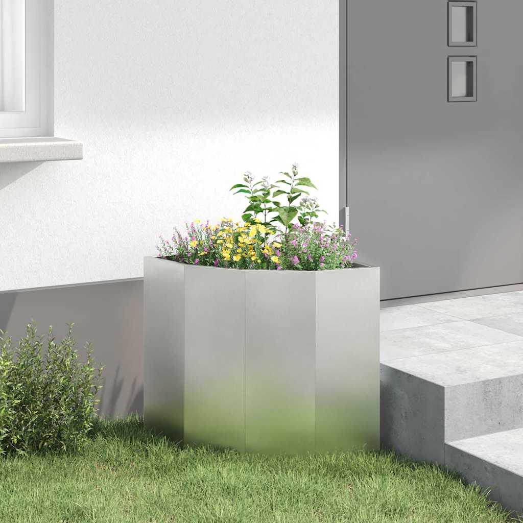 vidaXL Corner Planter Silver 45 x 45 x 50 cm Stainless steel
