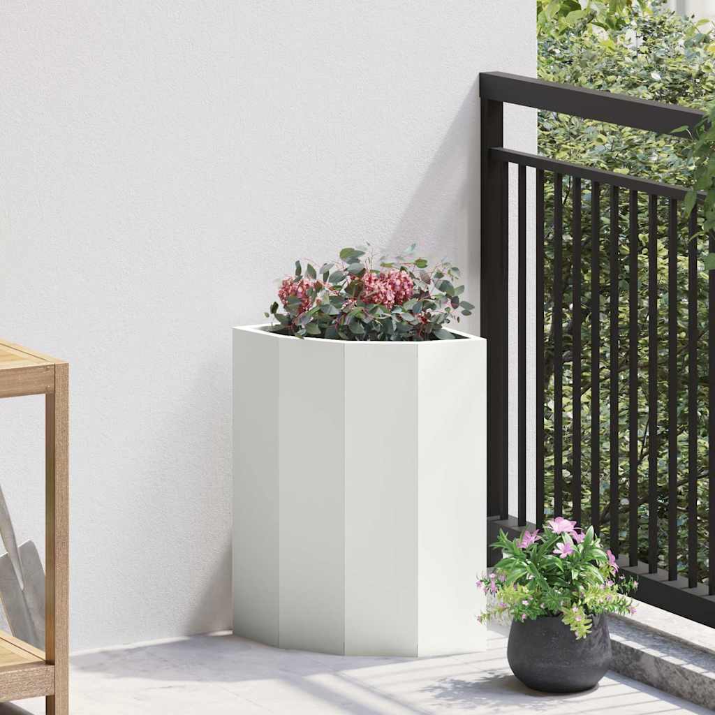 vidaXL Corner Planter White 30 x 30 x 50 cm Steel