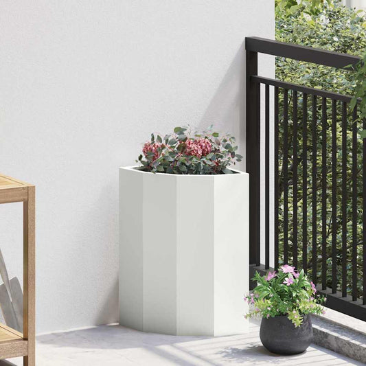 vidaXL Corner Planter White 30 x 30 x 50 cm Steel