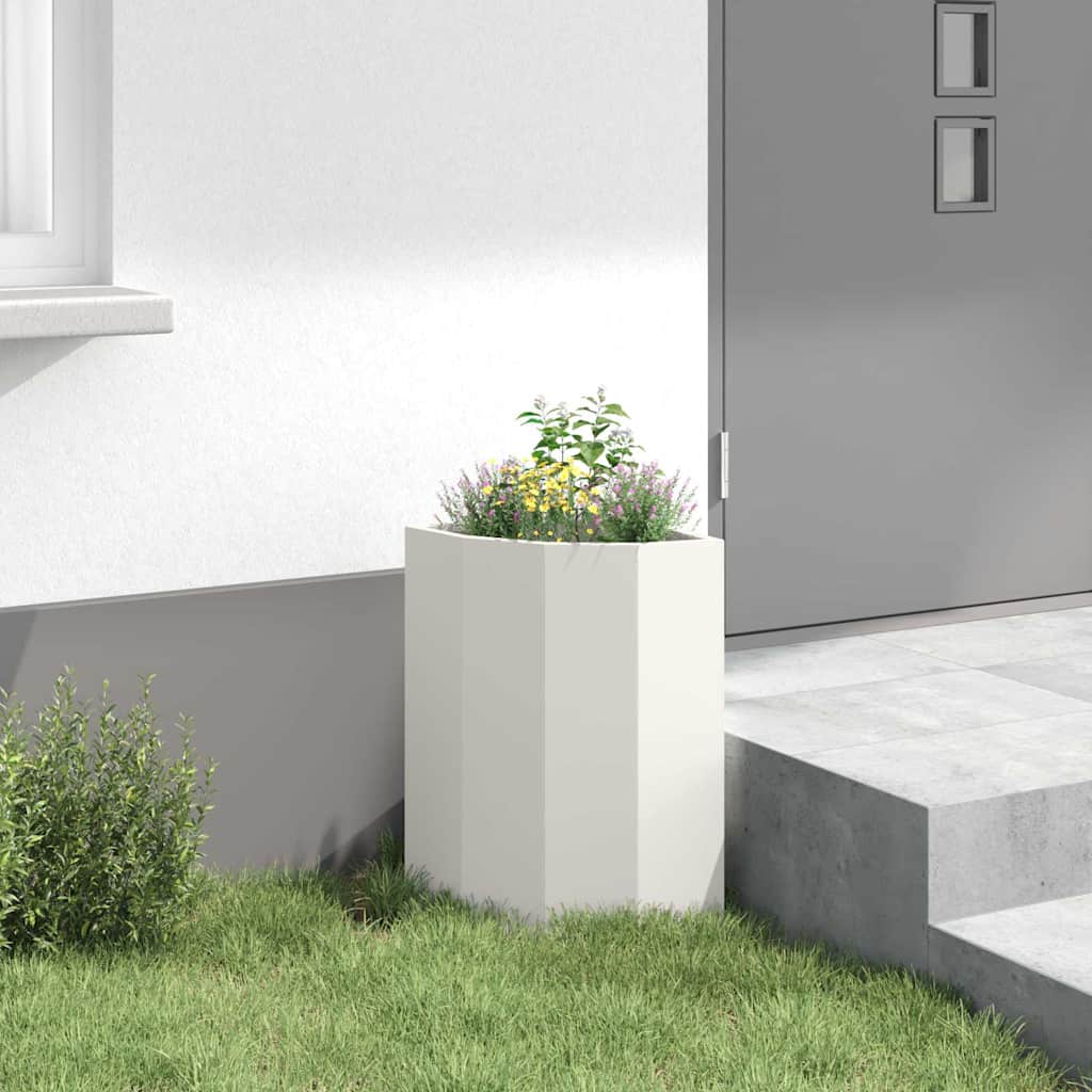 vidaXL Corner Planter White 30 x 30 x 50 cm Steel