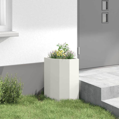 vidaXL Corner Planter White 30 x 30 x 50 cm Steel