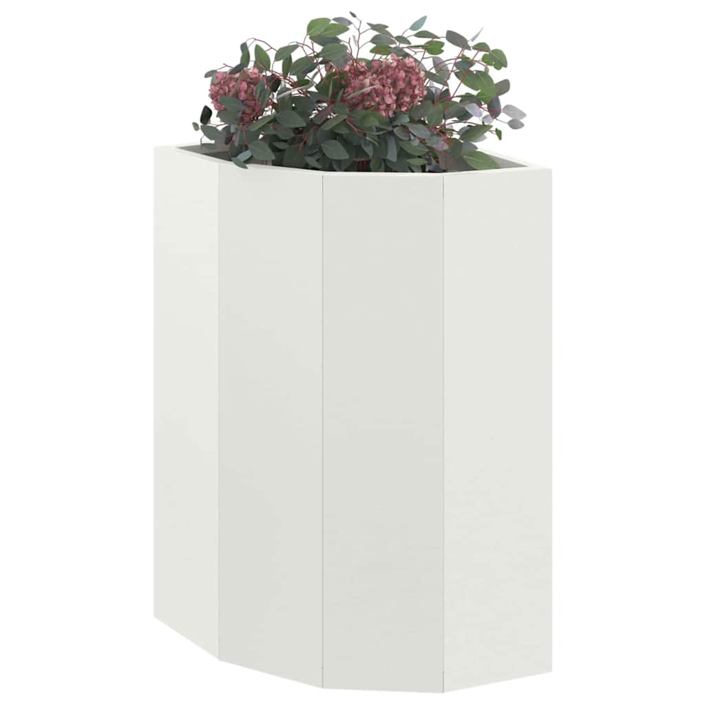 vidaXL Corner Planter White 30 x 30 x 50 cm Steel