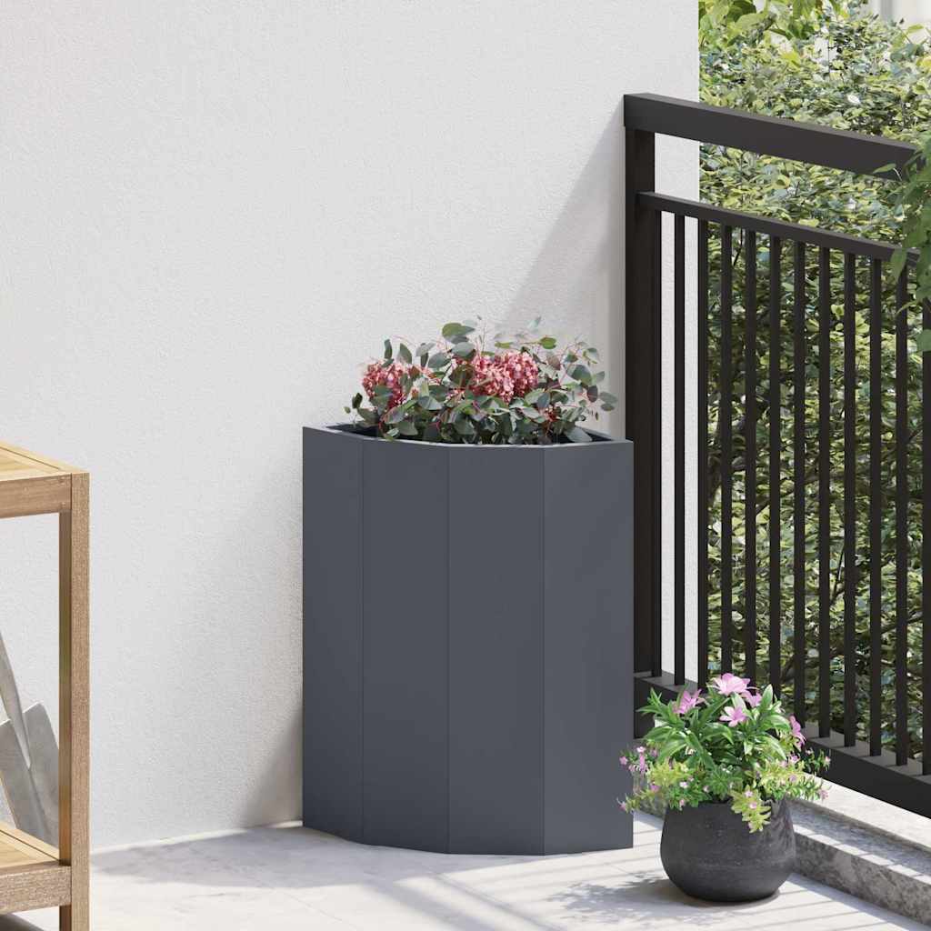 vidaXL Corner Planter Anthracite 30 x 30 x 50 cm Steel