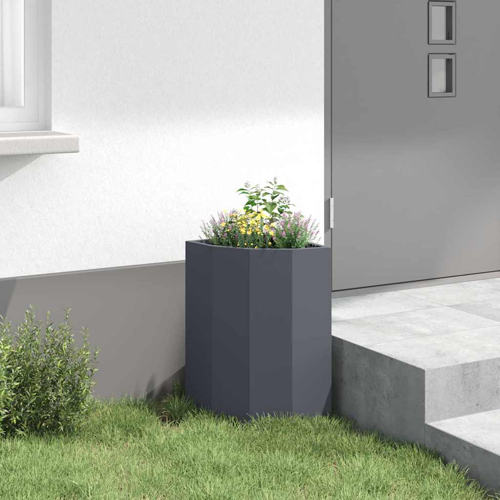 vidaXL Corner Planter Anthracite 30 x 30 x 50 cm Steel