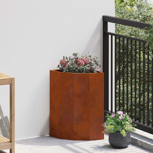 vidaXL Corner Planter Rusty 30 x 30 x 50 cm Weathering steel