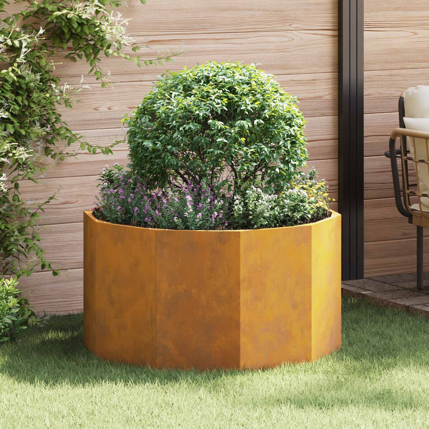 vidaXL Planter Rusty 90 x 90 x 50 cm Weathering Steel