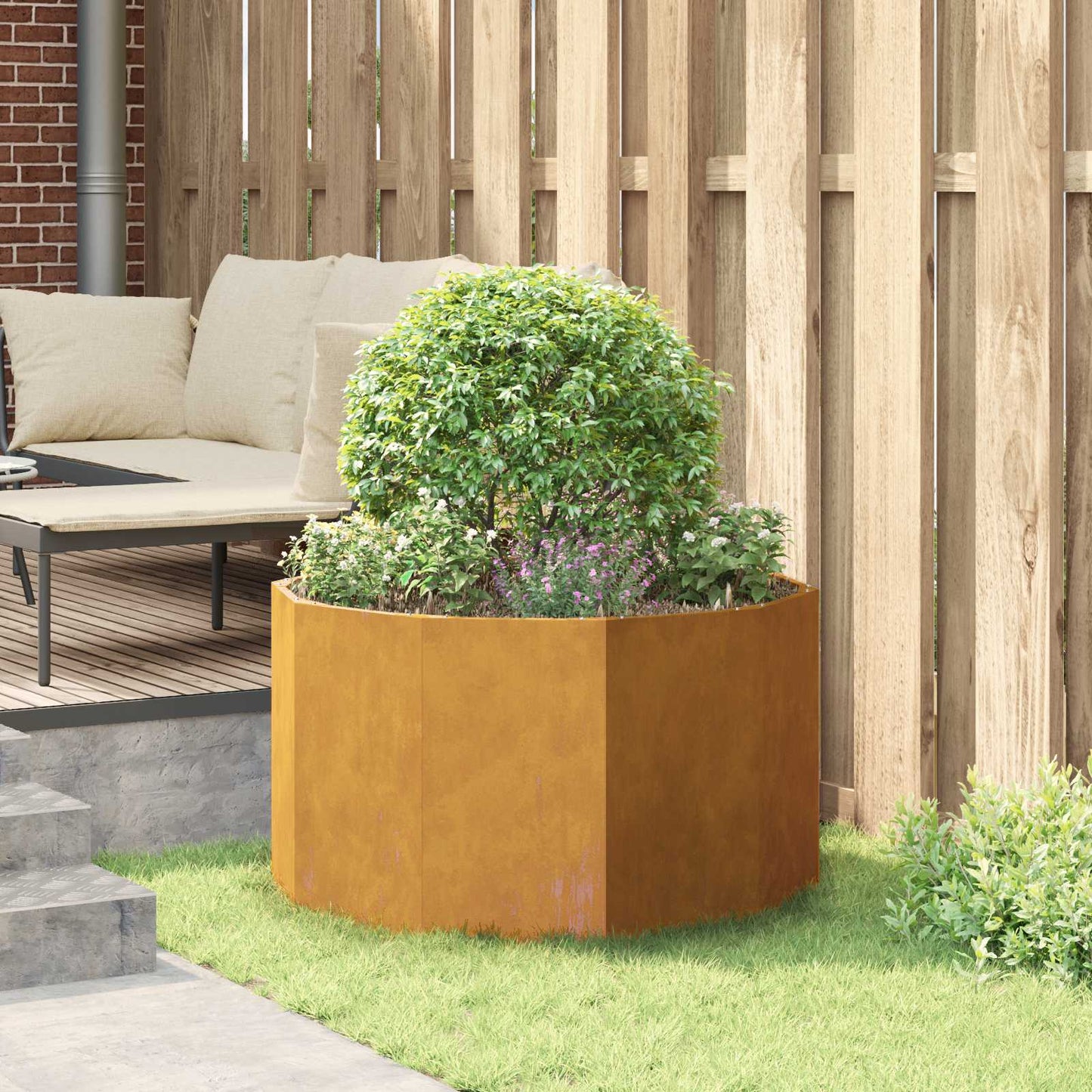 vidaXL Planter Rusty 90 x 90 x 50 cm Weathering Steel
