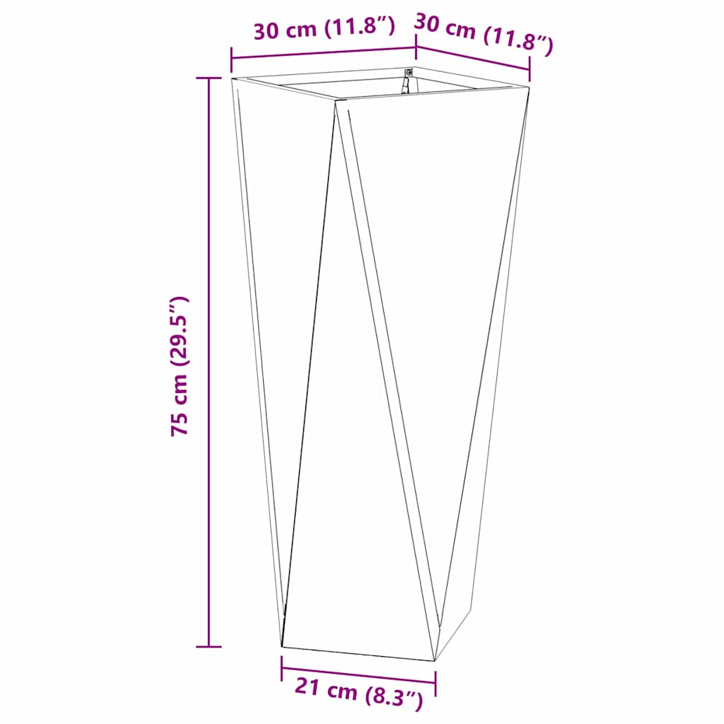 vidaXL Planter Black 30 x 30 x 75 cm Steel