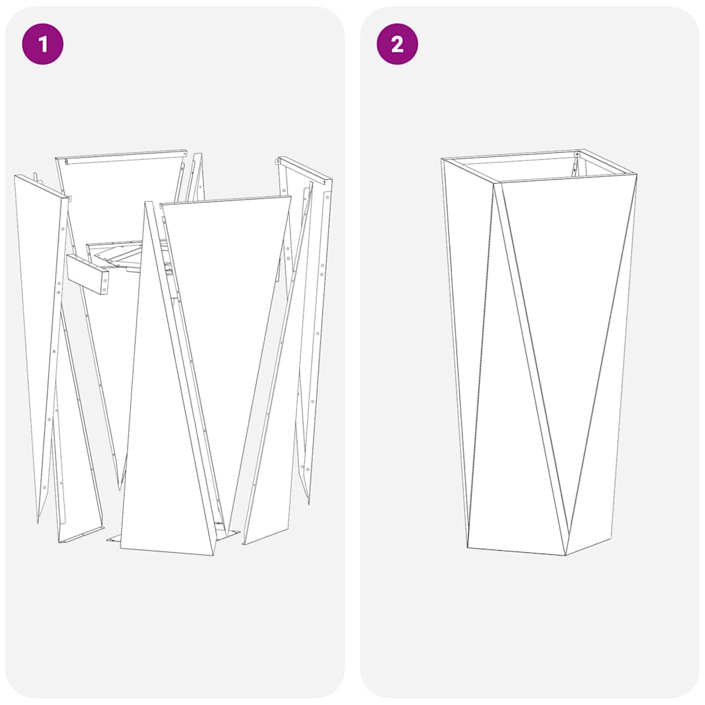 vidaXL Planter 2 pcs White 30 x 30 x 75 cm Steel