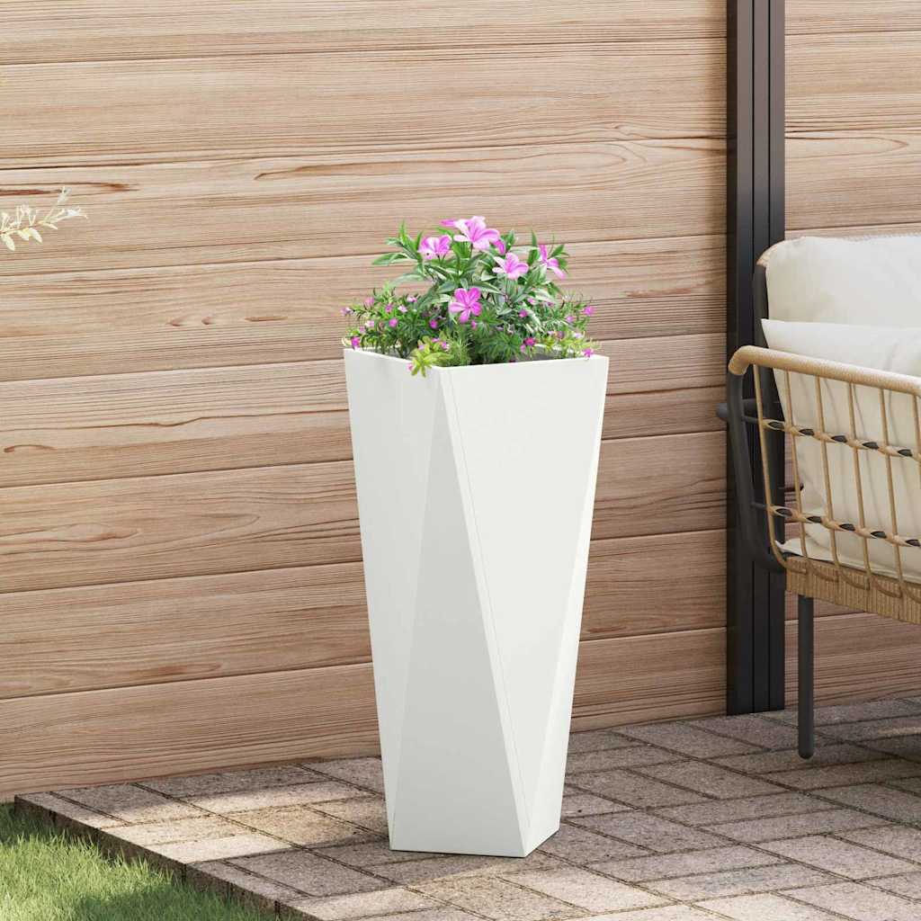 vidaXL Planter 2 pcs White 30 x 30 x 75 cm Steel