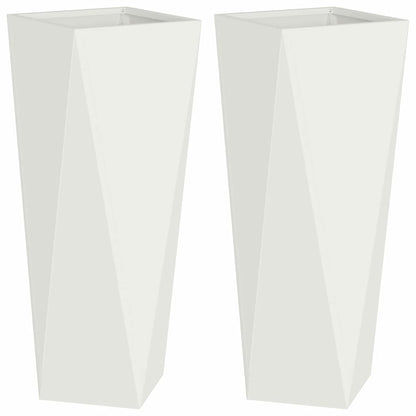 vidaXL Planter 2 pcs White 30 x 30 x 75 cm Steel