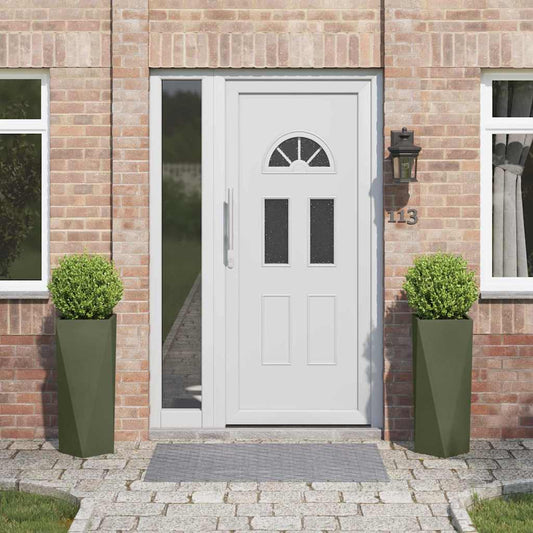 vidaXL Planter 2 pcs Olive Green 30 x 30 x 75 cm Steel