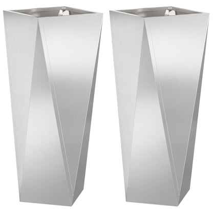 vidaXL Planter 2 pcs Silver 30 x 30 x 75 cm Stainless Steel